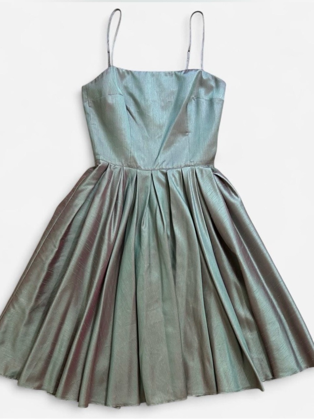 Bebe Iridescent Green Strappy Dress